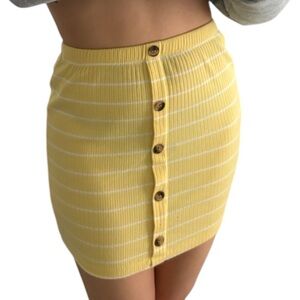Yellow Striped Mini Skirt